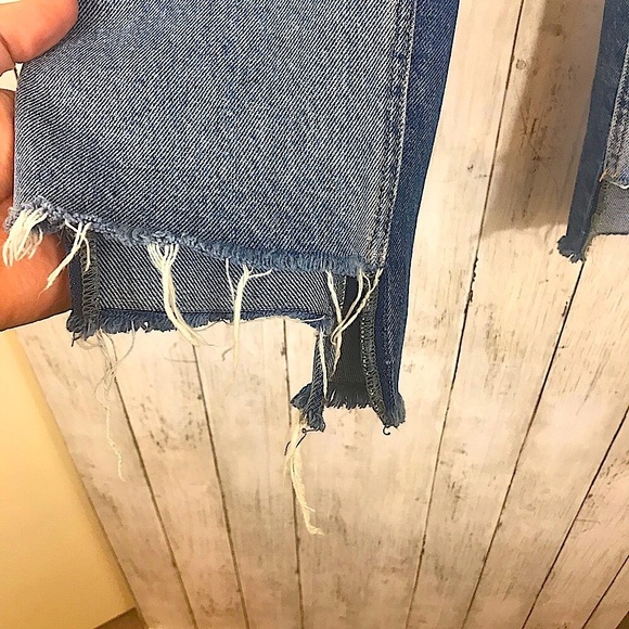 Zara Two Tone Raw Hem Straight Cut Jeans - Picture 10 of 16
